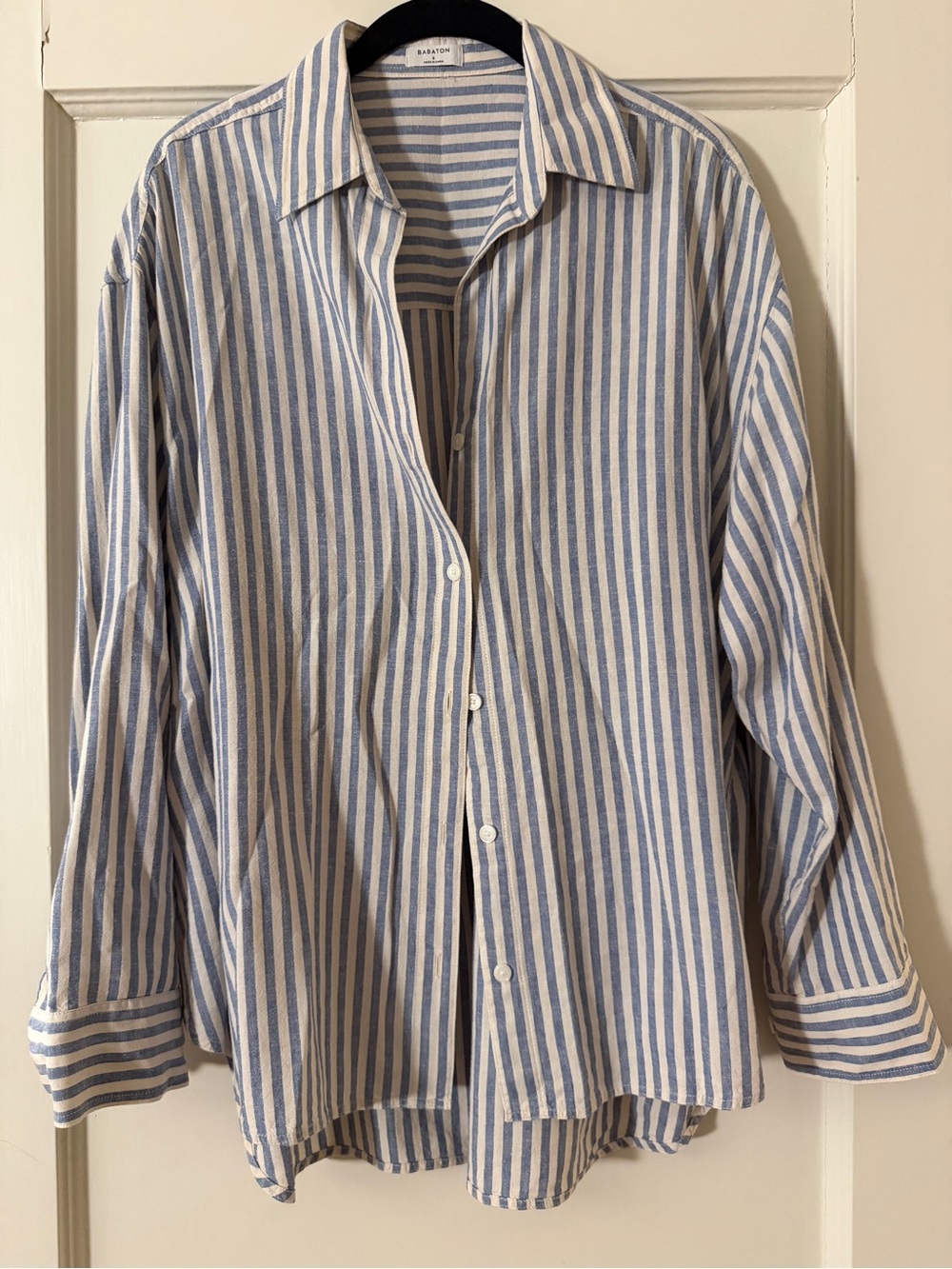 Aritzia Babaton Striped Blue and White women’s Button-Down Shirt